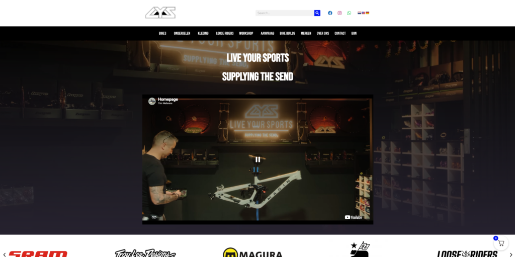 Website Live Your Sports door Wehrens Webdesign