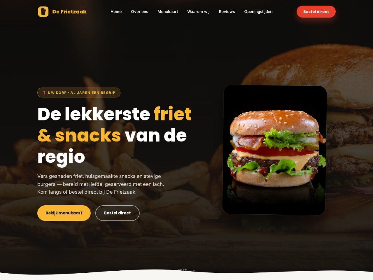 Concept-design snackbar website door Wehrens Webdesign